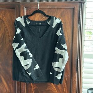 Black Sweater with Leopard print sleeve